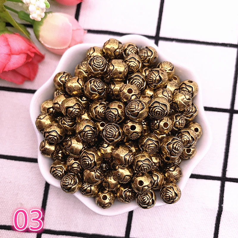 Бусины в виде цветочного шара бусины из АБС пластика с золотым/серебряным