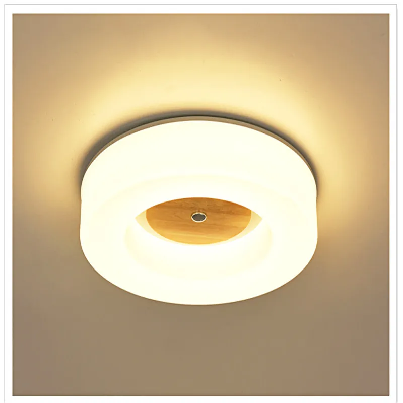 

Modern Nordic Logs Acrylic Living Room LED Ceiling Light Round Bedroom Balcony Study Coffee Shop Solid Wood Lamp Free Shipping
