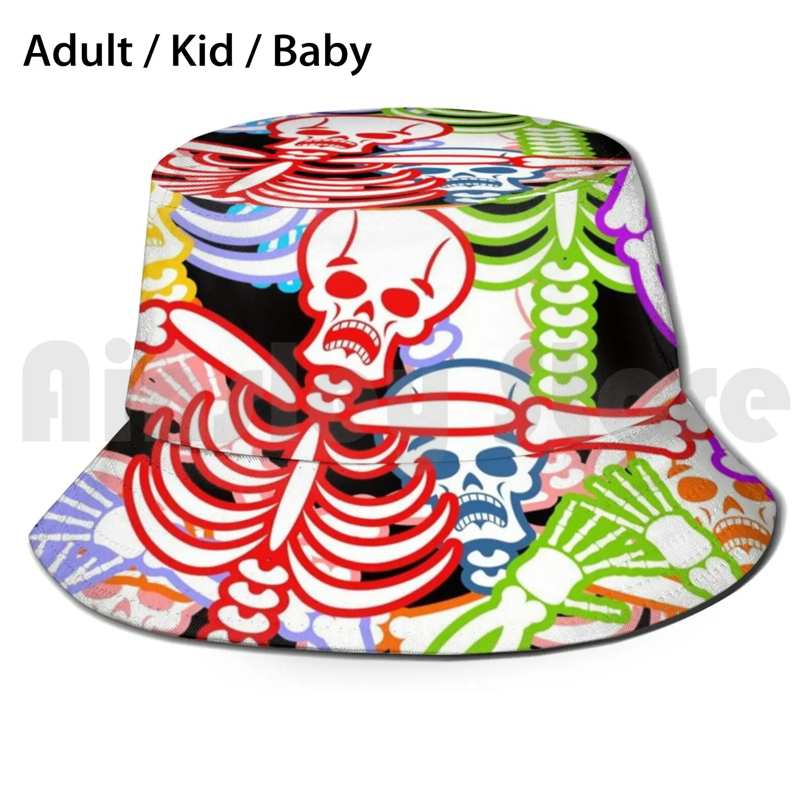 

Skeleton Pattern Black Background Sun Hat Foldable UV Protection Skeleton Pattern White Background White Background Light