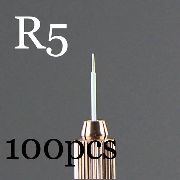 R5 100pcs 50p 3R 5R 7R 9R 17R 19R 21R иглы для татуажа полуперманентный макияж микроблейдинг лезвие ручная ручка тумана иглы аксессуары для татуажа поставка - Габаритные размеры: R5 100pcs