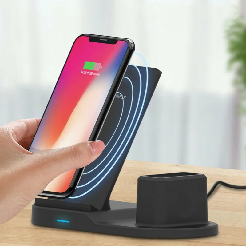 3-in-1 Mobile Phone Watch Headphone Chargers Wireless Fast Charging Adapter Holder Stand |