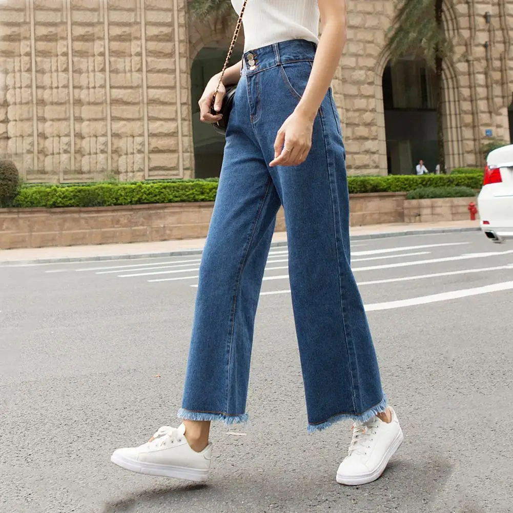 

Blue High Waist Jeans Women Plus Size Straight Wide Leg Loose Denim Pants Jeans Spring 2021 Vintage Jeans