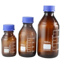laboratory high quality 50ml 100ml 250ml 500ml 1000ml glass reagent bottle brown screw glass reagent bottle