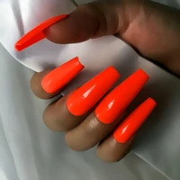 100pcs press on fake nail tips coffin long ballerina full cover nail art orangenatural colors false nails manicure pp white box