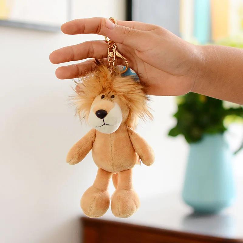 

1 шт., 17 см, милый плюшевый кулон с желтым львом, мягкие плюшевые игрушки с лесным животным, мультяшная подвеска на рюкзак, брелки, Kawaii, подарок...