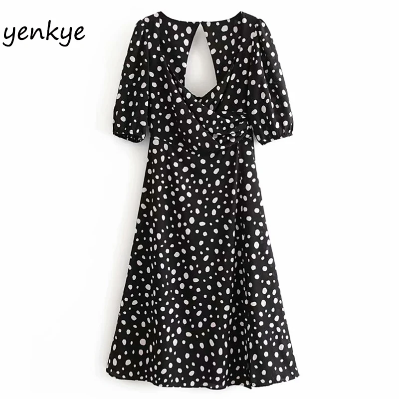 Летнее платье 2020 женское сексуальное винтажное с открытой спиной и принтом