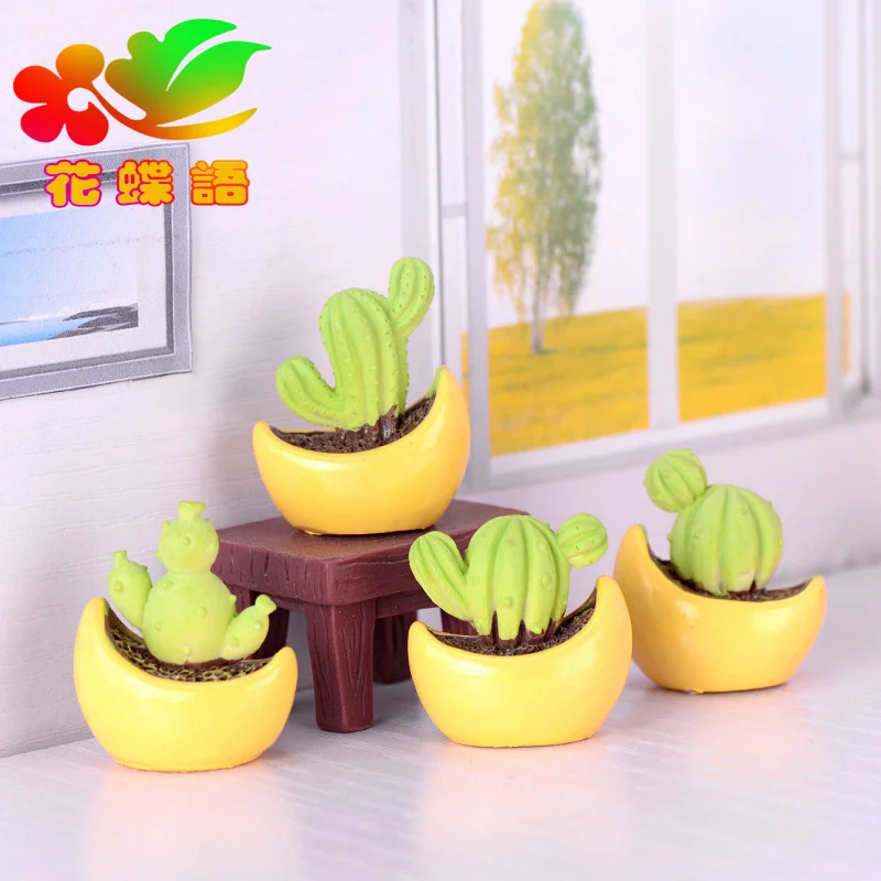 Миниатюрный цветной кактус бонсай цветок пустыня Вишневое растение инжир модель