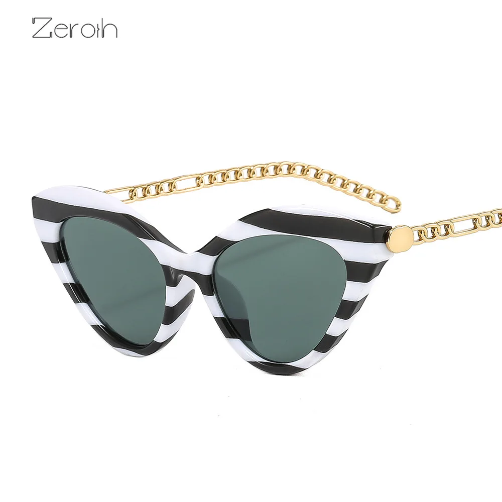 

Fashioon Cat Eye Sunglasses Women Chain Frame Leg Glasses Retro Sunglass Female Leopard Eyewear UV400 Sun Glass Yellow Shade