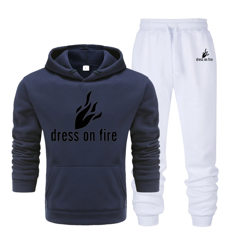 

Men's Autumn and Winter Hoodie Set Slim Sweatshirt Jacket Warm Outer Jacket Flame Variety Casual Outer Tops Multicolor