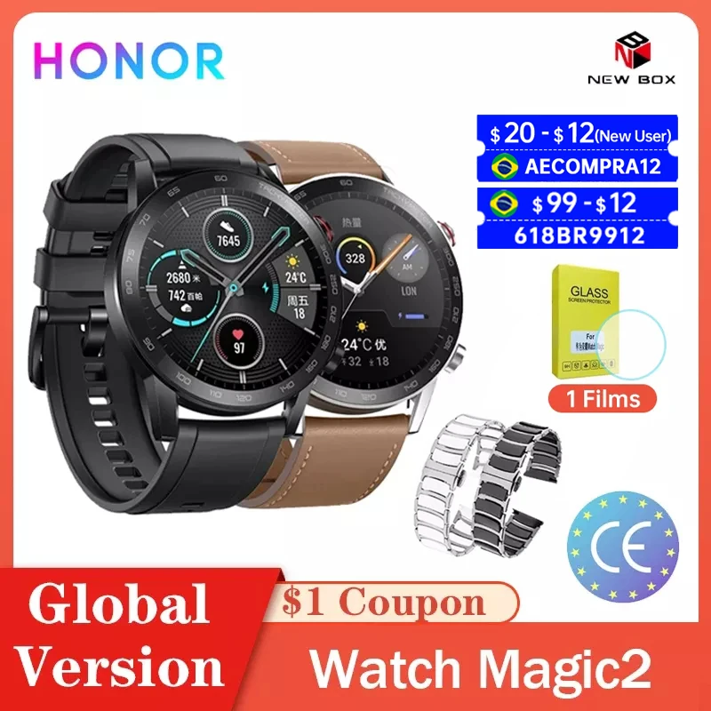 Honor Magic 2/Magic 1 Смарт часы GPS 46 мм NFC платежи Bluetooth 5 кровяной кислород Инди