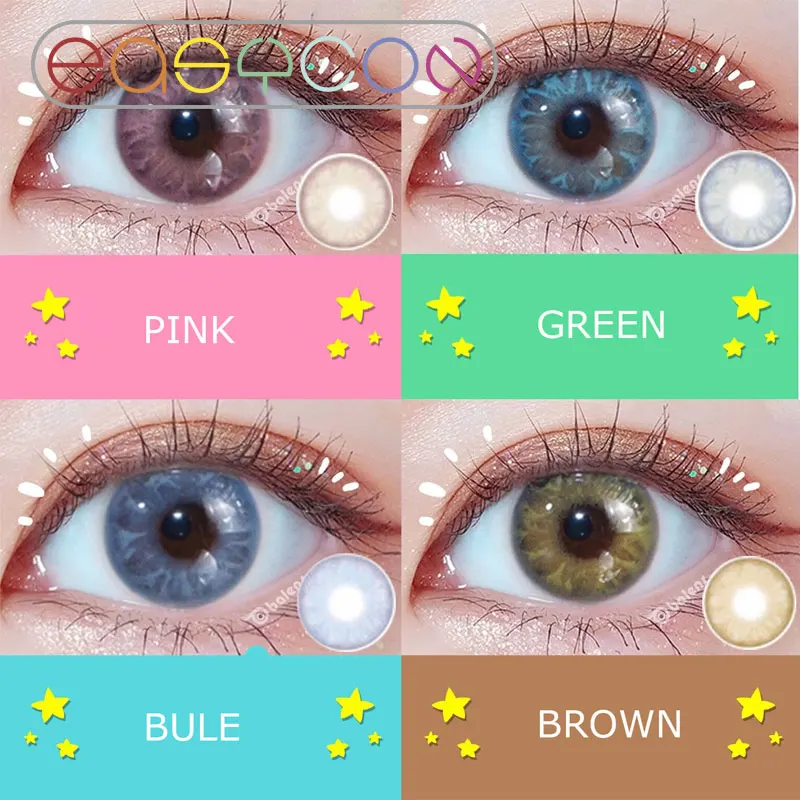 

EASYCON small pupil Colored Contact Lenses for Eyes Cosmetic Colored Contact Lens Eye Color gemstone 2pcs/pair Degree optional