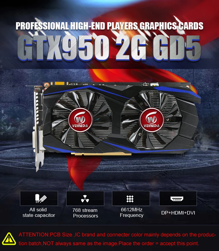 Видеокарта VEINEDA GTX950 2GB 128Bit GDDR5 видеокарта для игр nVIDIA Geforece