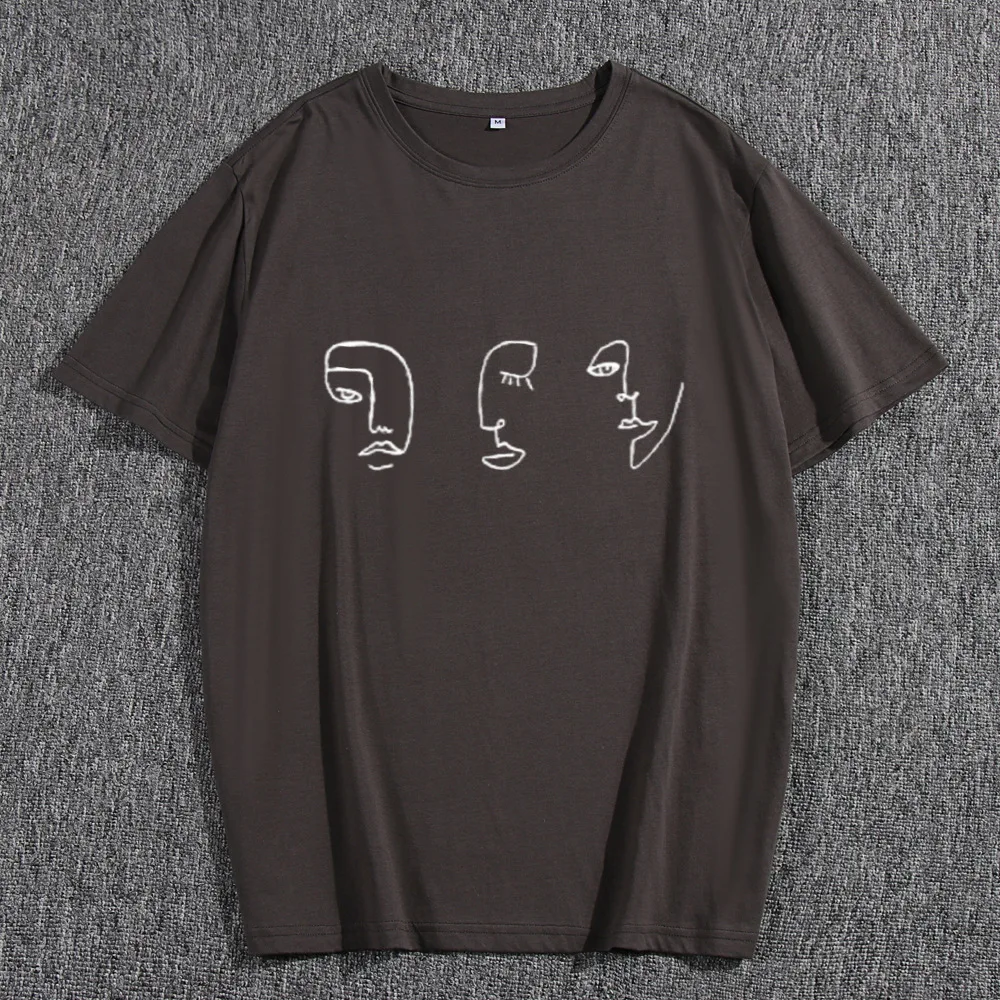 

Men's clothing creative simple print face short-sleeved T-shirt