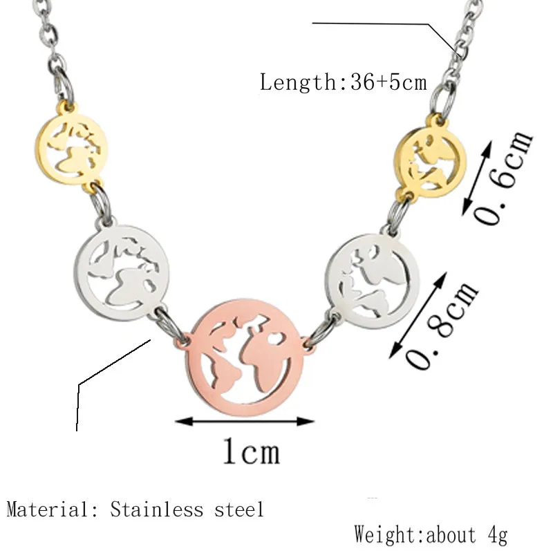 Женское Ожерелье из нержавеющей стали трехцветное колье с подвеской в виде карты