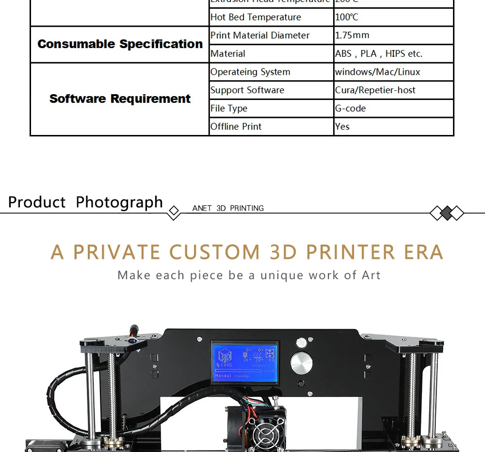 Горячая конкурентоспособный Anet A6 A8 3d принтер Reprap Prusa i3 Высокоточный DIY 3d принтер комплект с Micro SD карты USB разъем