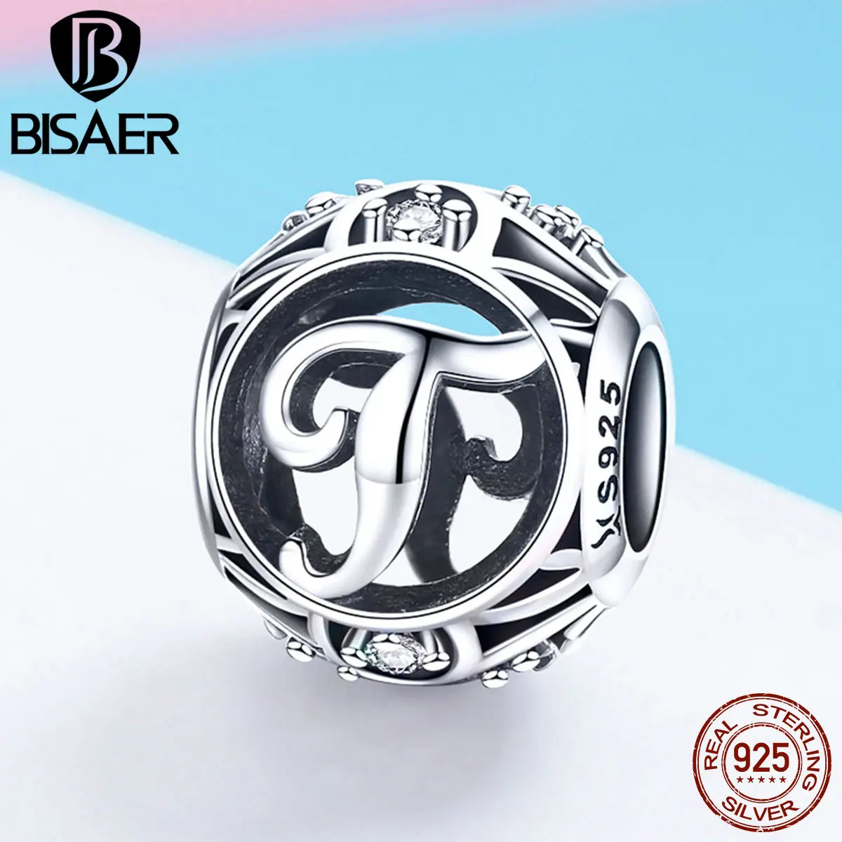 BISAER,, 925 пробы, серебряные, буквы алфавита от A до Z, бусины, подвески, подходят к оригинальному браслету, сделай сам, изготовление ювелирных изделий