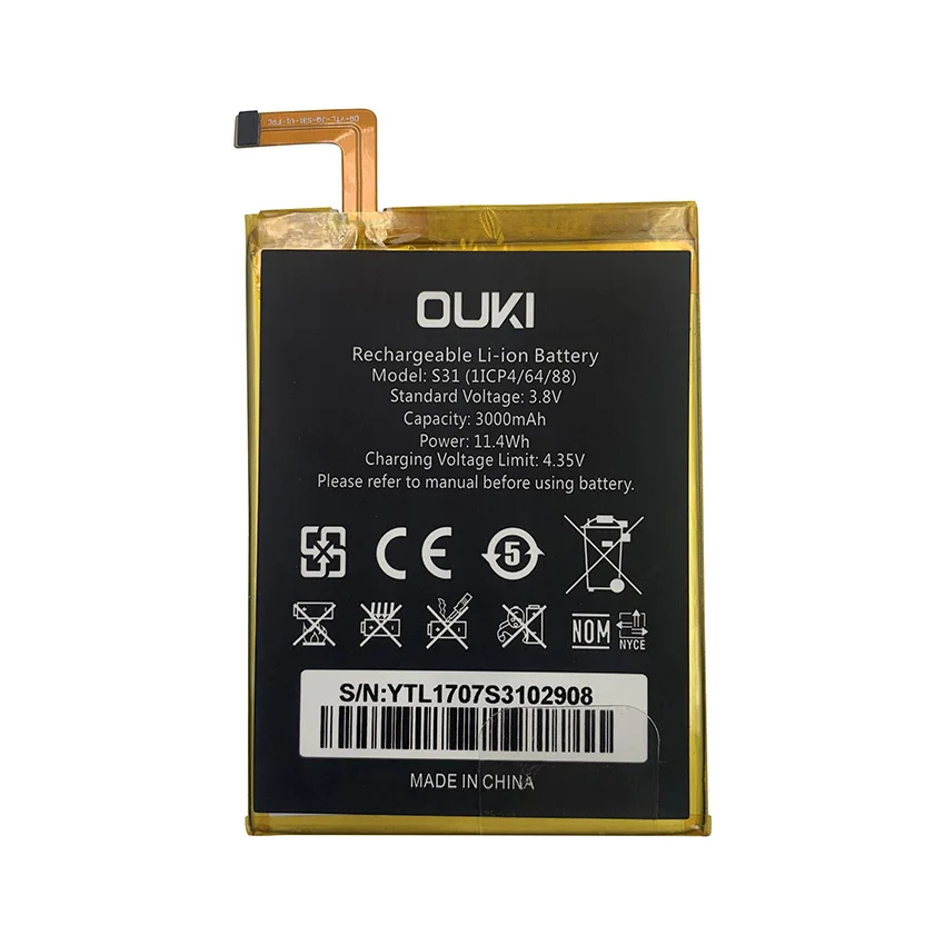 100% Оригинальный аккумулятор Ouki S31 большой емкости 3000 мАч запасная батарея для