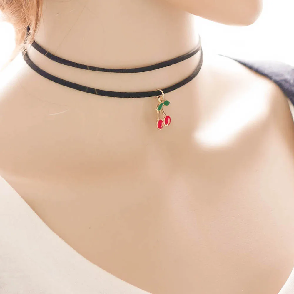 Модное многослойное ожерелье из черной кожи Двухслойное украшение подвеска в