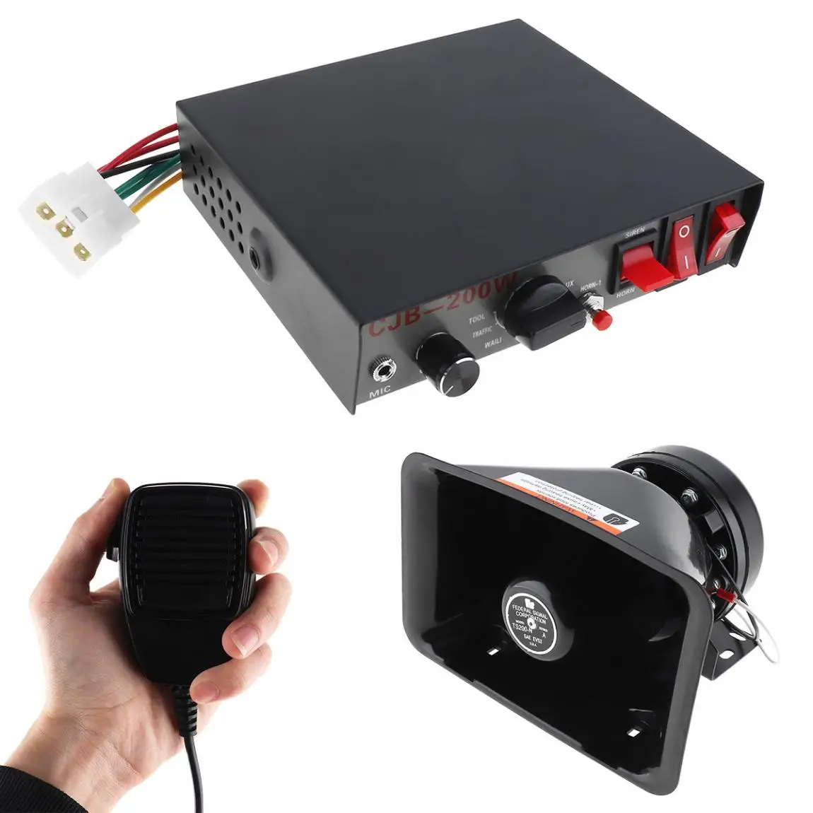 12V 400W 8 звук автомобиля Предупреждение сигнализации Полицейская машина скорой помощи пожарная машина сирена рупор громкоговоритель громкий Динамик+ микрофон+ Беспроводной дистанционного Управление