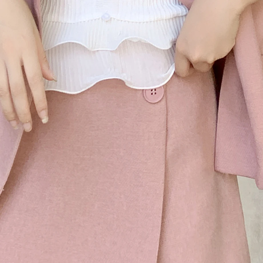 Женский костюм из двух предметов повседневный однотонный пиджак с карманами и