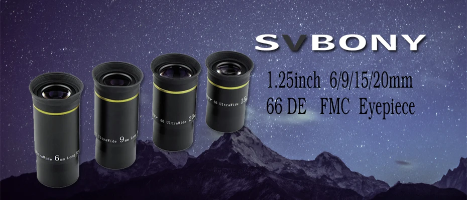 SVBONY 1,25 окуляр комплект 6/9/15/20 мм 66-де-телескоп ультра Широкий формат FMC окуляра комплект для Пособия по астрономии Монокуляр телескоп F9157