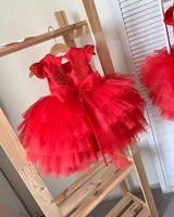 custom baby girls dresses red pink kids tulle clothes costume toddler birthday party dress vestido infantil