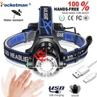 Светодиодный налобный фонарь с датчиком движения тела, зуммируемый светодиодный головной светильник T6L2V6, фонарь на голову светильник щение для кемпинга