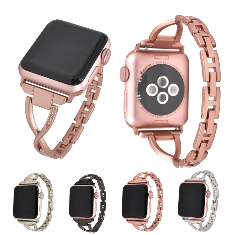 Модные женские Ремешки для наручных часов из нержавеющей стали Apple Watch Series 1/2/3 38 42