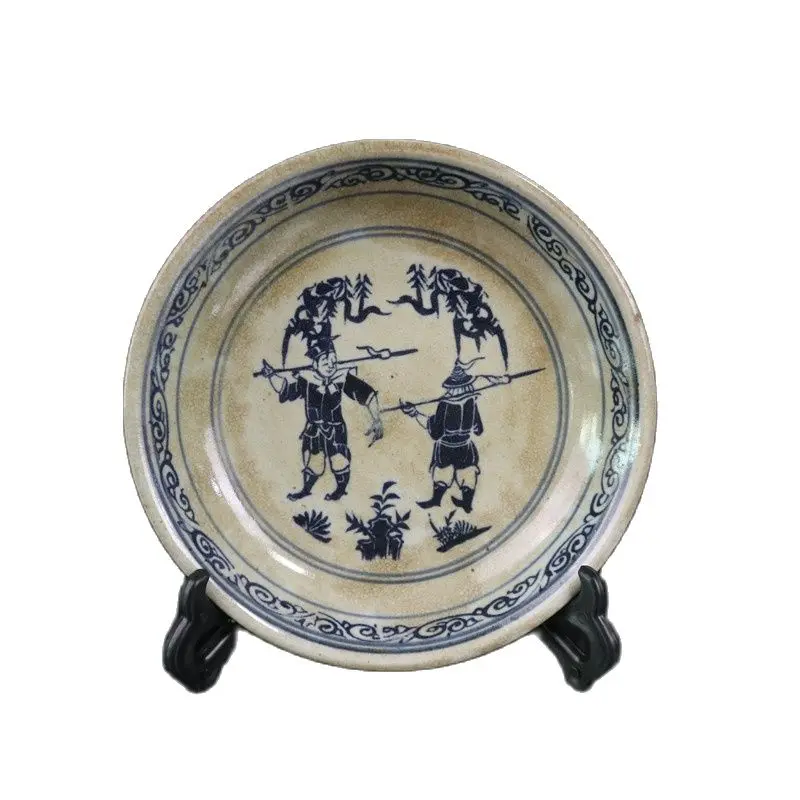 

Chinese Old Porcelain Open Blue And White Figure Pattern Appreciation Plate