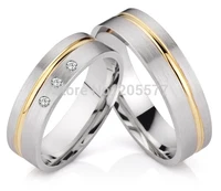 affordable  Gold Plating Inlay Titanium stainless steel  engagement wedding bands rings Sets His and Hers for men and women