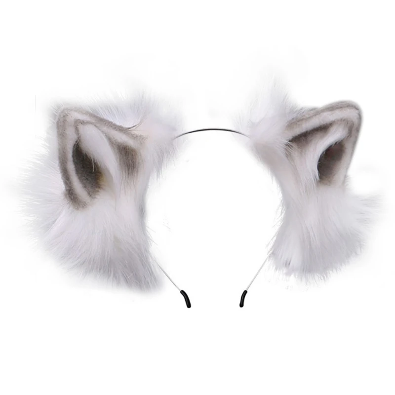 

Furry Bendable Cat Ears Headband Flurry Plush Animal Lolita Cosplay Hair Hoop 83XF