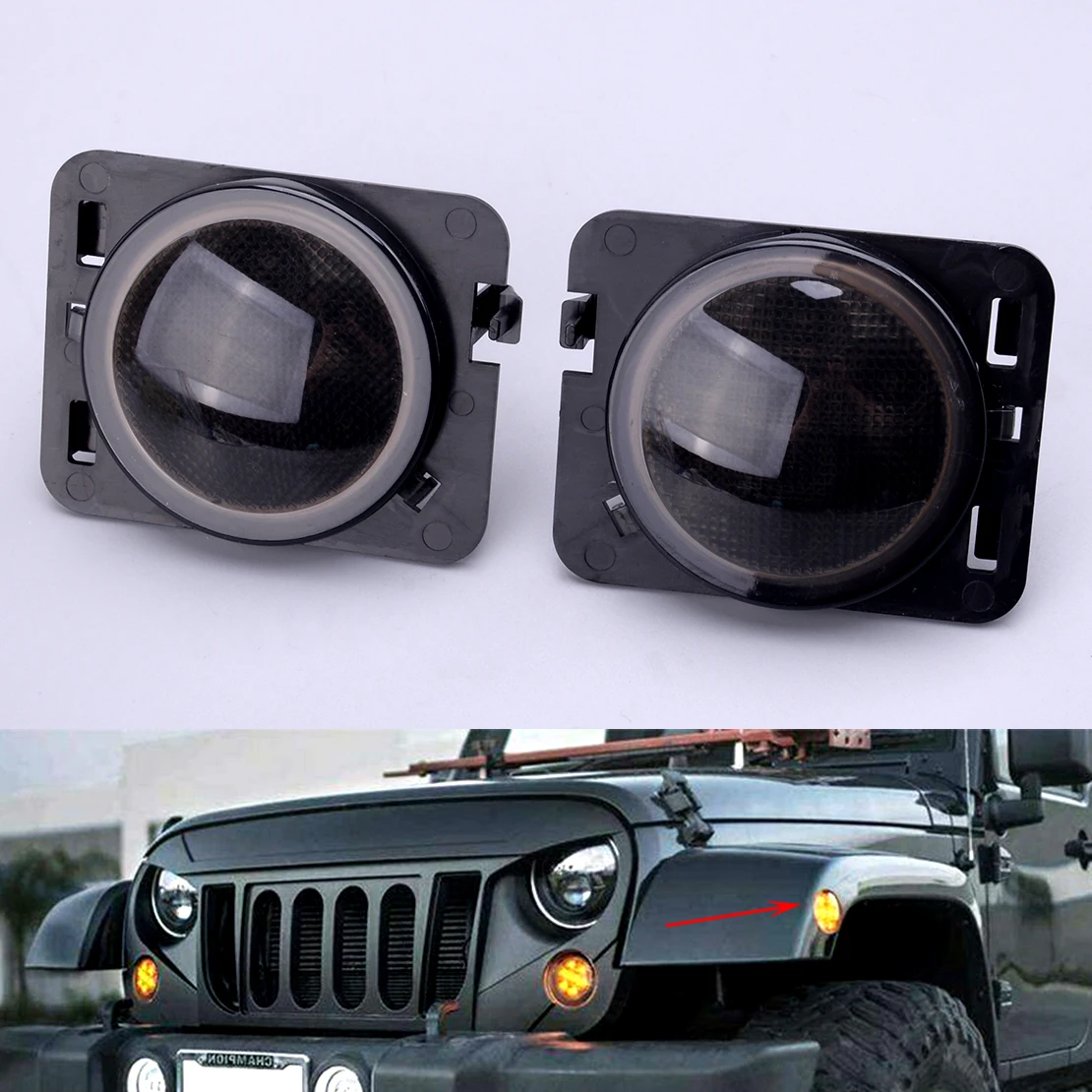 

2 шт дымчатый светодиодный, боковой, габаритный фонарь лампа подходит для Jeep Wrangler JK 2007 2008 2009 2010 2011 2012 2013 2014 2015