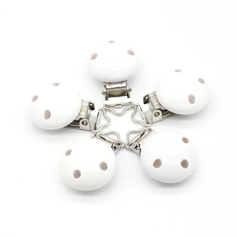 5 unids/lote madera chupete Clip beb&eacute; dentici&oacute;n cuentas Clip accesorios para DIY Cadena de chupete herramienta venta al por mayor-2
