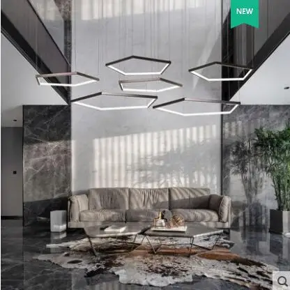 구매 판매 부서 모래 테이블 샹들리에 미니멀리스트 크리에이티브 바 블랙 티타늄 스테인레스 스틸 디자이너 샹들리에