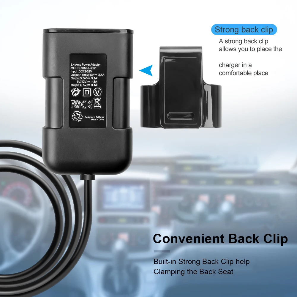 Автомобильное зарядное устройство с 4 USB-портами быстрая зарядка QC3.0 футов