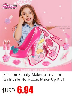 Модные красивые игрушки Парикмахерская для девочек безопасный нетоксичный Макияж Комплект для принцессы платье Детская Косметическая игрушечная коробка подарки