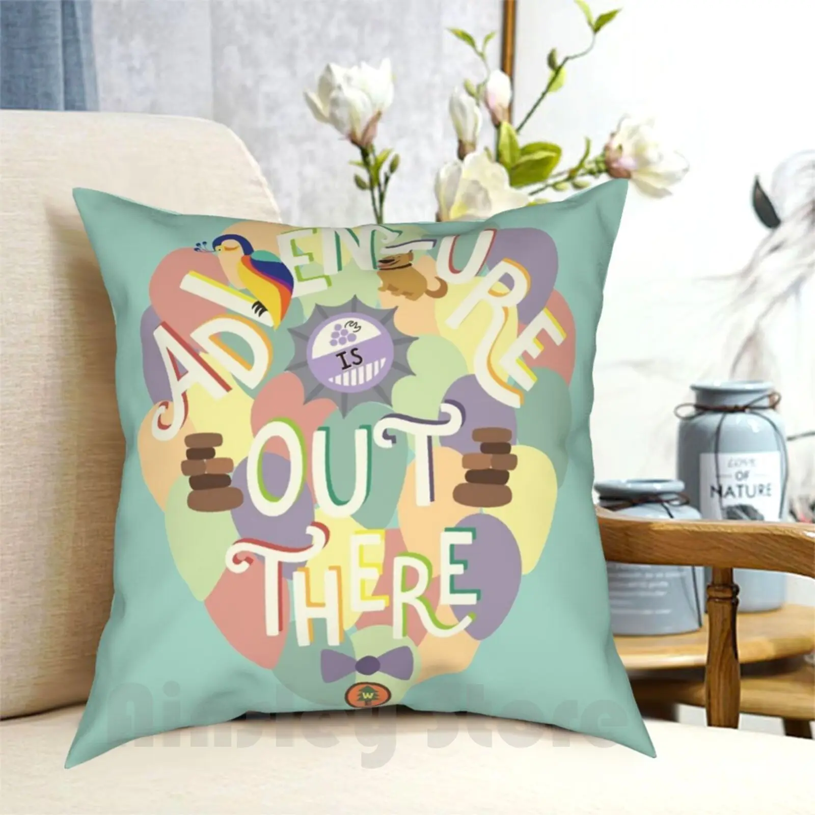 

Up-Adventure Is Out There Pillow Case Printed Home Soft Throw Pillow Pixar Up Adventure Is Out There Pixar Map Balloons