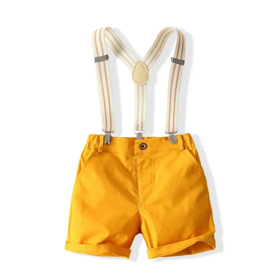 

2021 Summer Kids Clothes Boys Cartoon Dinosaur Shorts Sleeve Tops+Overalls 2PCS Outfits Children Clothing