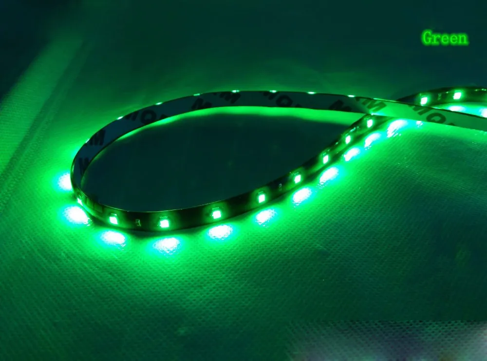 Green Led Strip Светодиодный полосы 12v 3528smd 120/90/60/30 см холодный белый водонепроницаемый, красные, зеленые, синие, желтые светодиодный светильник полосы для салона автомобиля мотоцикла - Испускаемый цвет: Green Led Strip