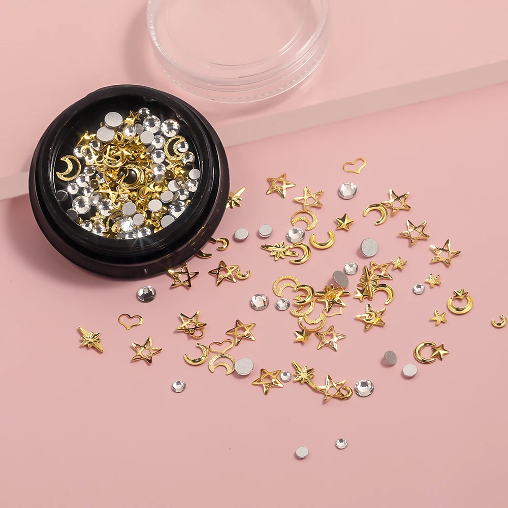 

1 коробка металлических 3D Стразы, асимметричные полые заклепки для ногтевого дизайна, «сделай сам», гелевые аксессуары для украшения ногтей...