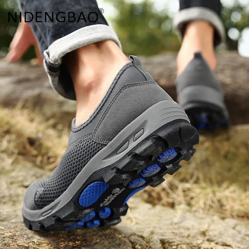 Mens Sneakers Walking Shoes Summer Mesh Breathable Comfortable Outdoor Trekking Loafers Male Casual Trainers Tenis Masculino
