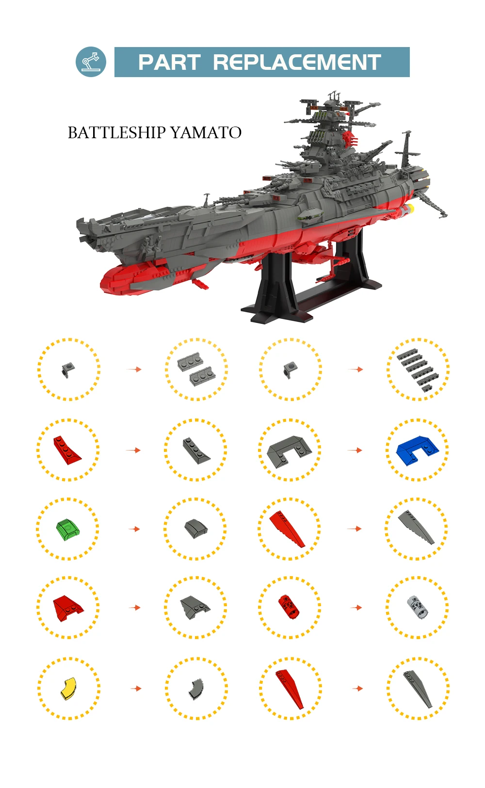 Конструктор MOC Space UCS Battleship Yamato набор строительных блоков боевой корабль Круизер