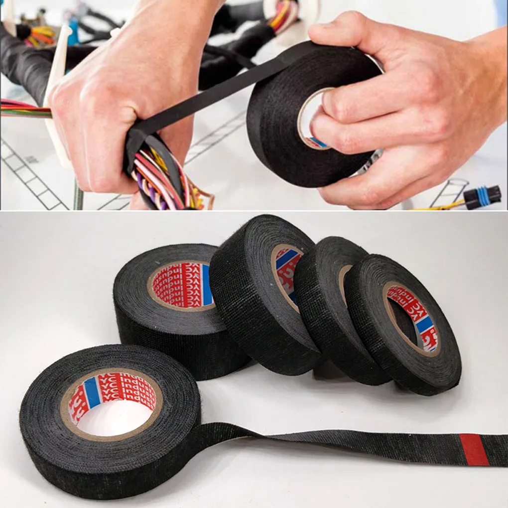 

New Tesa Type Coroplast Adhesive Cloth Tape For Cable Harness Wiring Loom Width 9/15/19/25/32MM Length15/25M Electrical Tape
