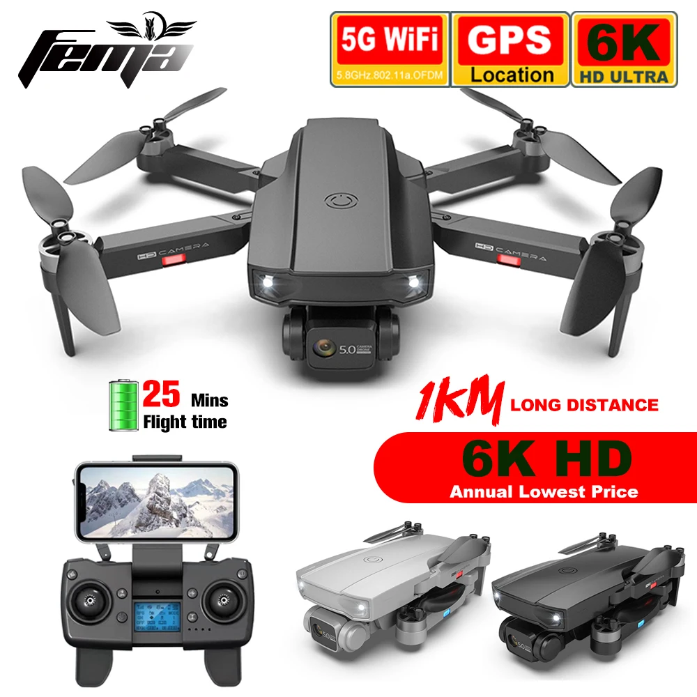 Квадрокоптер FEMA S1 с камерой 6K HD 4K GPS FPV|Радиоуправляемые вертолеты| |
