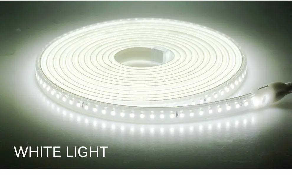 White Light Светодиодная лента AC220V 2835, гибкий светильник, высокая яркость, наружный безопасный водонепроницаемый светильник с европейской вилкой питания 120 светодиодный s ландшафтный светильник s - Испускаемый цвет: White Light
