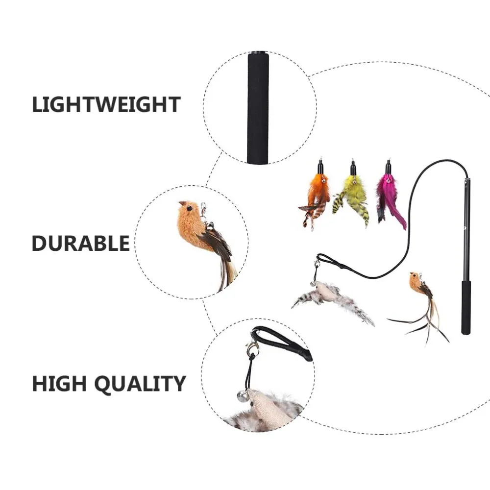 

1 Set of Cat Teaser Durable Cat Supplies Interesting Kitten Playing Stick