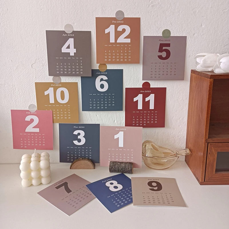 

2022 Ins Retro Calendar Card Daily Scheduler Decoration Background Wall Sticker DIY Bedroom Photo Props Postcard Cute Stationery