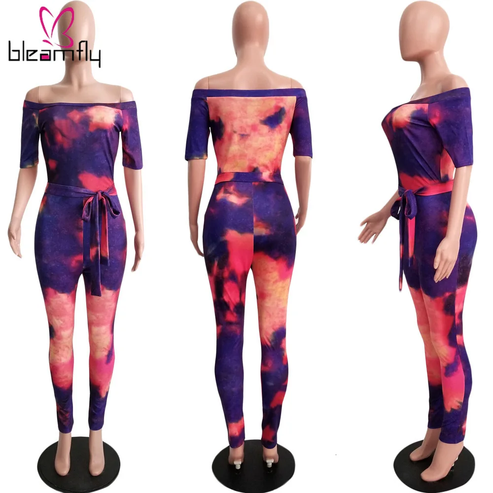 Женский Летний комбинезон с принтом Галактики длинным рукавом бодикон