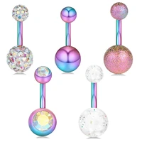 5pcs navel rings set pink cute bellybutton rings body piercing stainless steel umbilical piercing jewelry 5 piece set