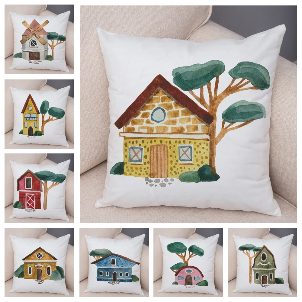 

Наволочка для дивана в скандинавском стиле, мягкая плюшевая подушка с рисунком деревьев, 45 х45 см, для украшения дома и автомобиля